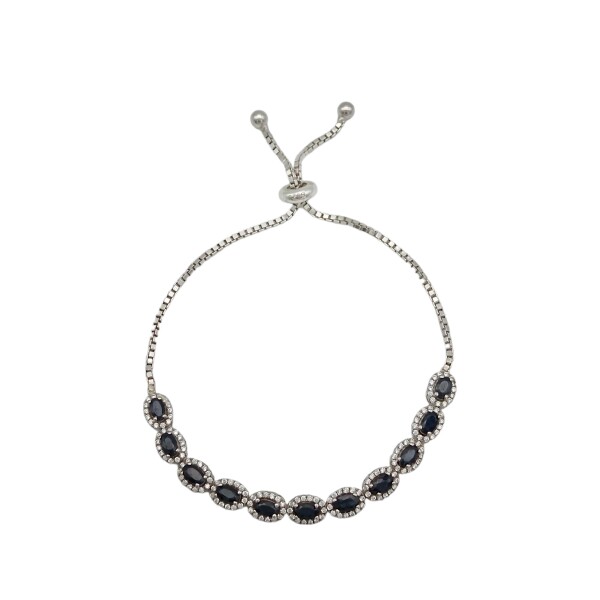 Pulsera Oval-Plata 925-Piedra zafiro y zirconia-PU3477 conpiedra