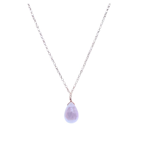 Conjunto Makar-Plata rodinada-Piedra Cuarzo rosa-CJ2016 conpiedra