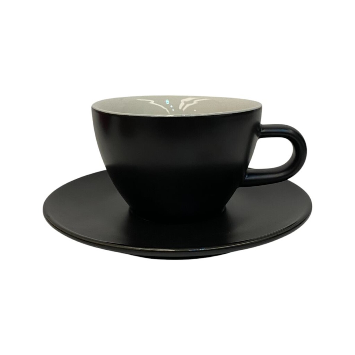TAZA DE CAFE 180ML CON PLATO PORCELAN ESPECIAL NEGRO MATE SELECTA 