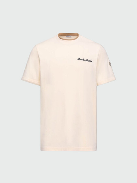 MONCLER - Remera de Algodón con Logo Beige