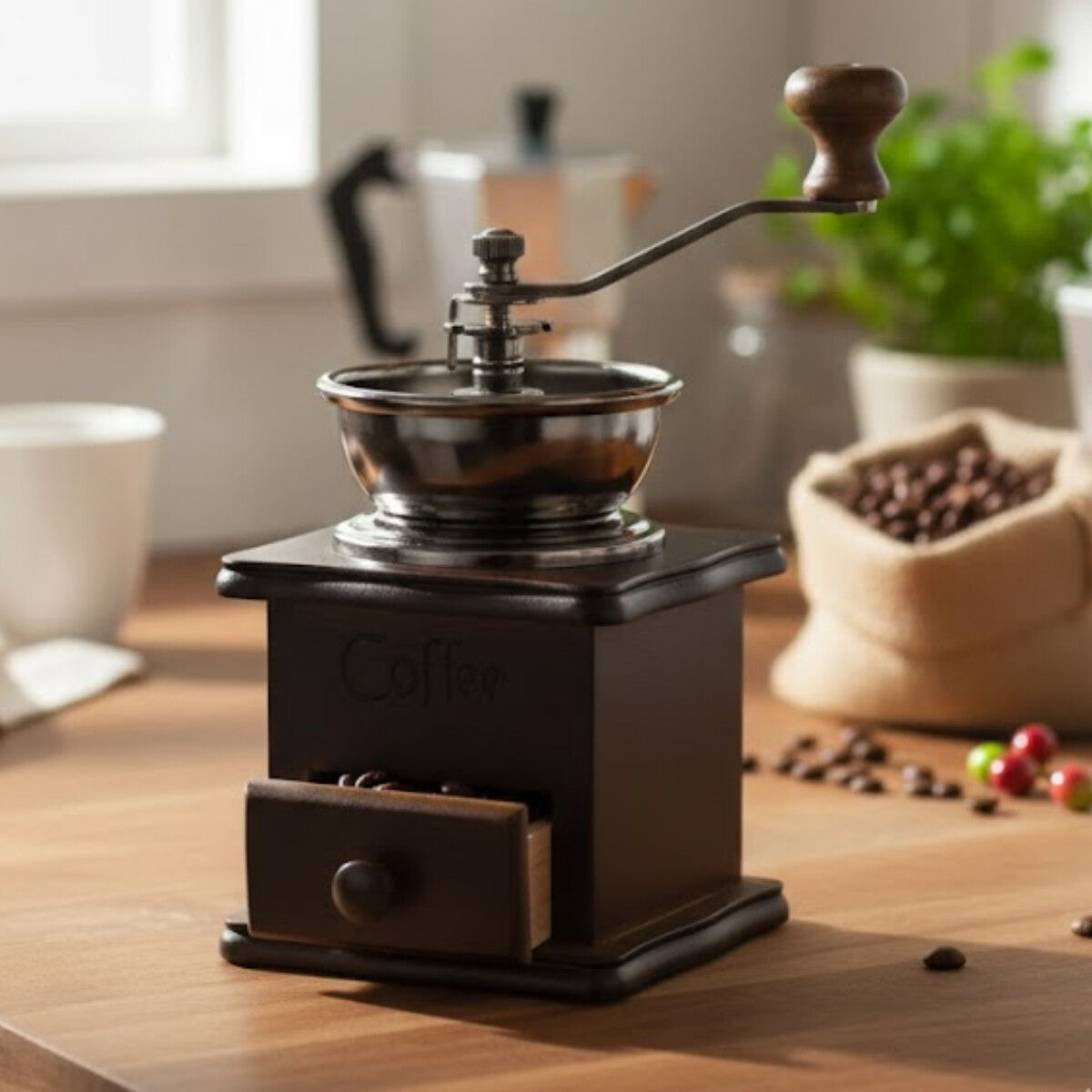 Molinillo manual de café en madera - MARRON 