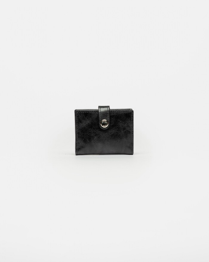 Billetera Sand En Cuero Liso Negro