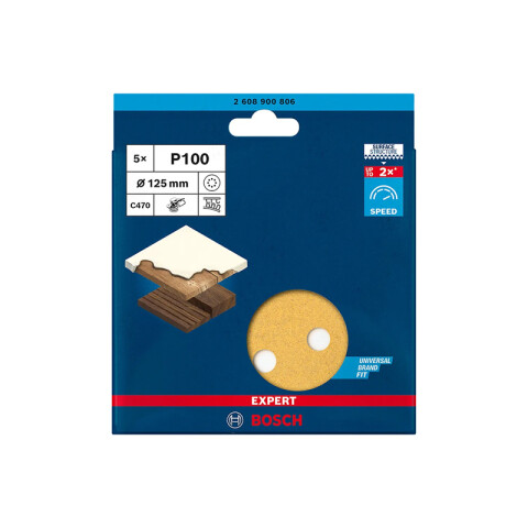 5 Lijas excéntrica pintura/madera grano 100 Ø125mm BS4423