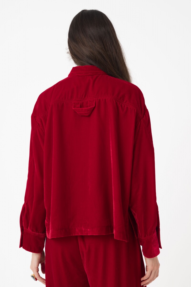 Camisa con bolsillos delantero Rojo
