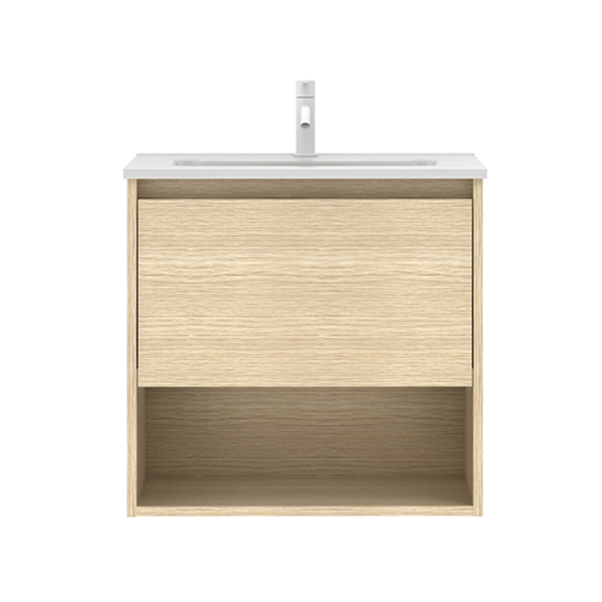 Mueble Baño Niwa 60 Cm Roble Arenado Con Mesada 