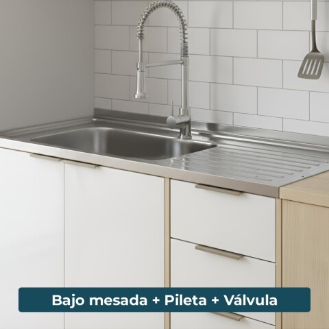 Bajo Mesada 120 cm 3 Puertas 2 Cajones Gloria MDP 15mm y Pileta Tramontina Izquierda Bajo Mesada 120 cm 3 Puertas 2 Cajones Gloria MDP 15mm y Pileta Tramontina Izquierda