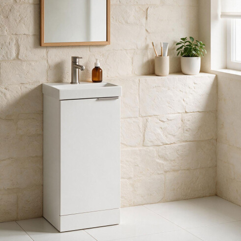 MOBILIARIO BAÑO MUEBLE DE BAÑO MDF LAQUEADO BLANCO BLANCO