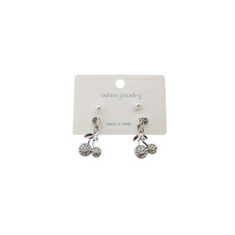 Aretes brillantes c/perla x2 pares Aretes Brillantes C/perla X2 Pares