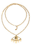 COLLAR LARGO DE ALEACIÓN DE METALES BAÑADO EN ORO DE 18K CON DETALLE DE OJO GRANDE Colgante