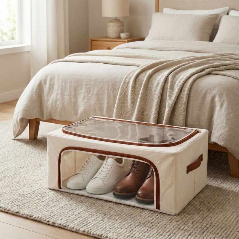 Caja Organizadora Zapatos Calzado Plegable Ropero Armario - Color Beige - Talle M Caja Organizadora Zapatos Calzado Plegable Ropero Armario - Color Beige - Talle M