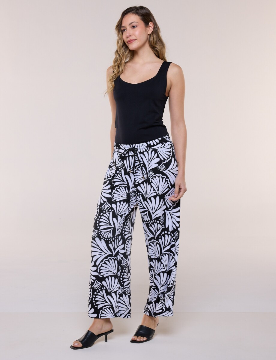 Pantalon Pull On Printed - Blanco/negro 