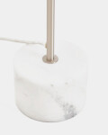Lámpara de pie Lynor de acero cepillado con base de mármol blanco