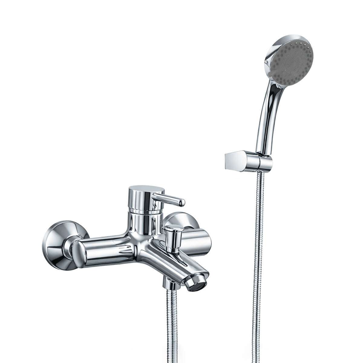 Ducha Externa Con Soporte Flexible Y Telefono Brillo 