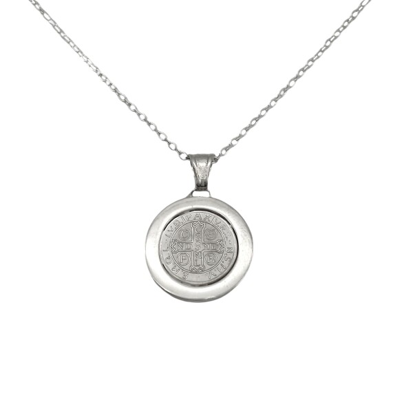 Dije Medalla San Benito-Plata 925-Sin piedra-CP3137 sinpiedra