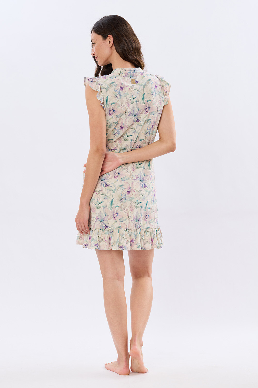 VESTIDO ESTAMPADO DE LINO Lila