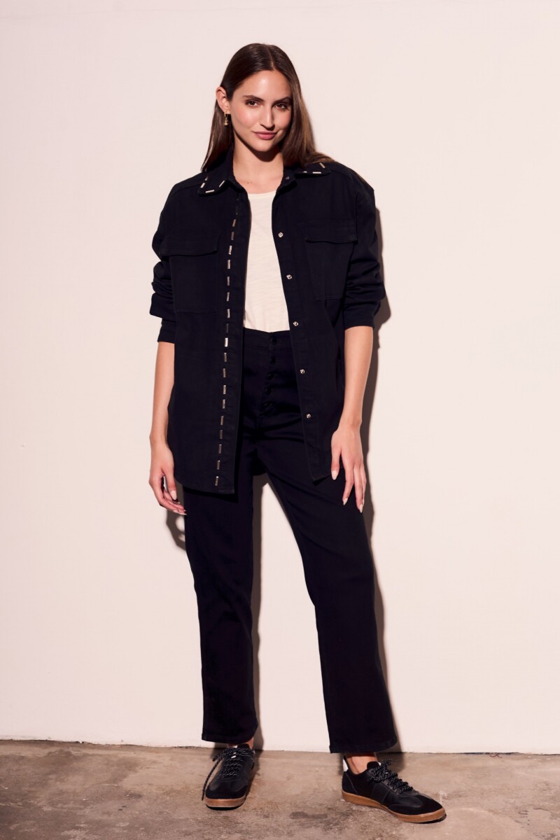 Sobrecamisa Apliques Negro