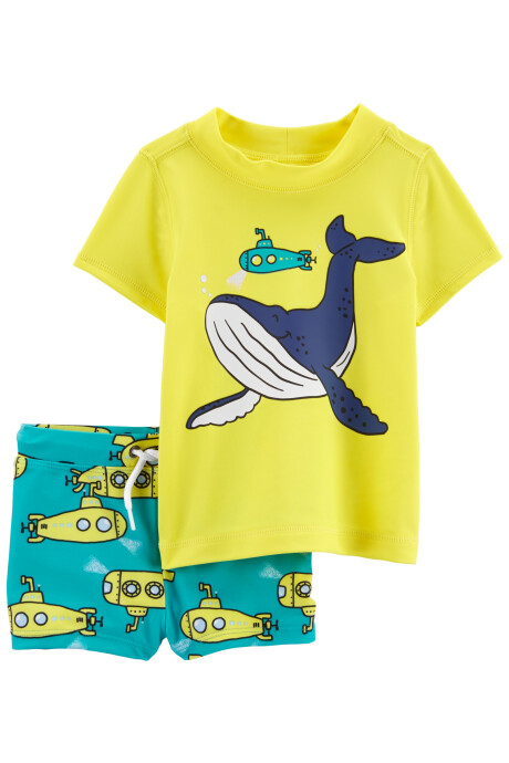 Traje de baño dos piezas con upf 50+ diseño submarino Sin color