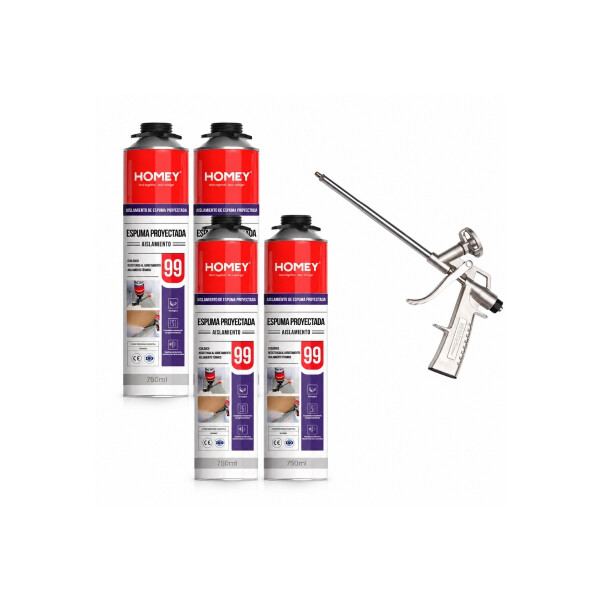KIT 4 ESPUMAS PROYECTABLE HOMEY + PISTOLA Kit 4 Espumas Proyectable Homey + Pistola