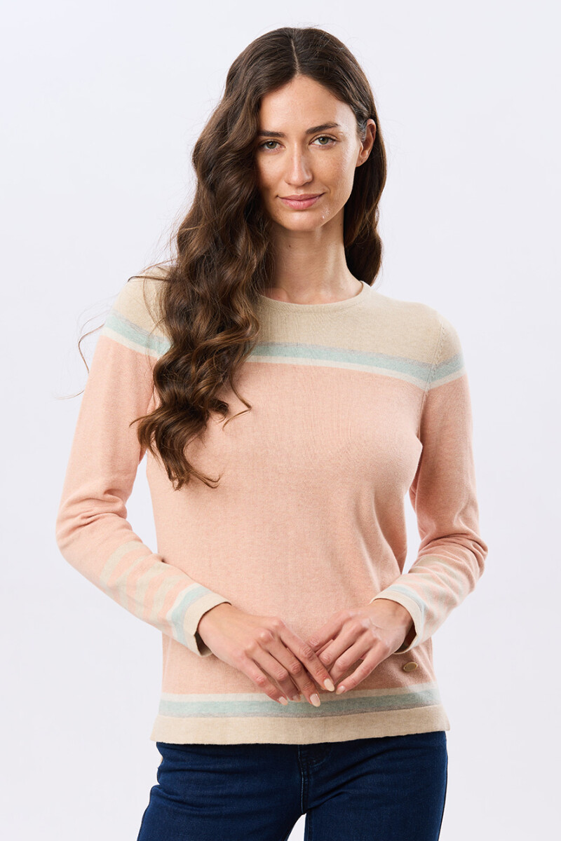 BUZO TEJIDO RAYADO - Coral 