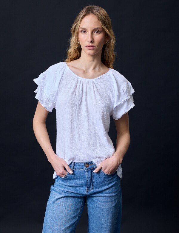 Blusa Manga Volados BLANCO
