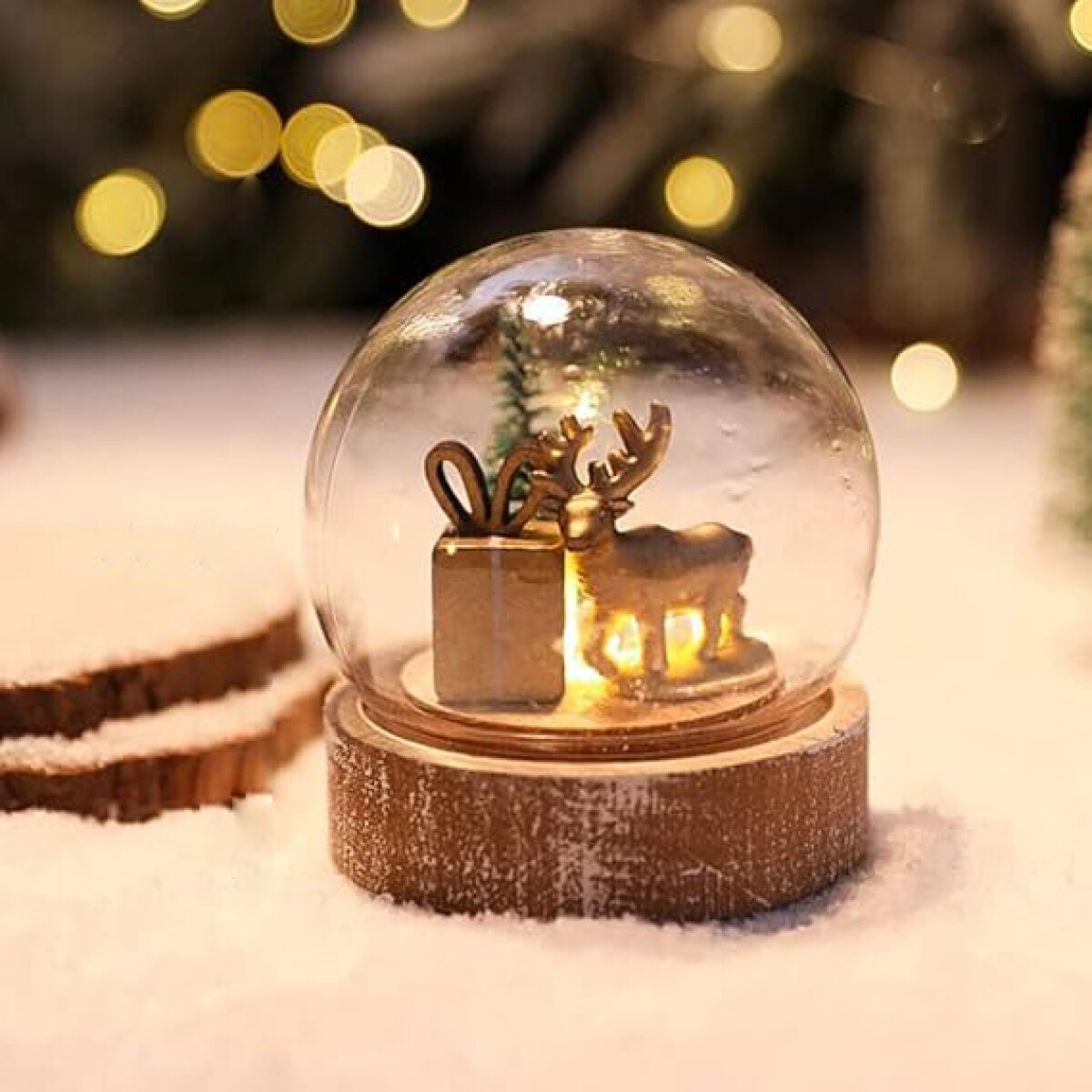 Esfera Navideña De Cristal - Ciervo Dorado 