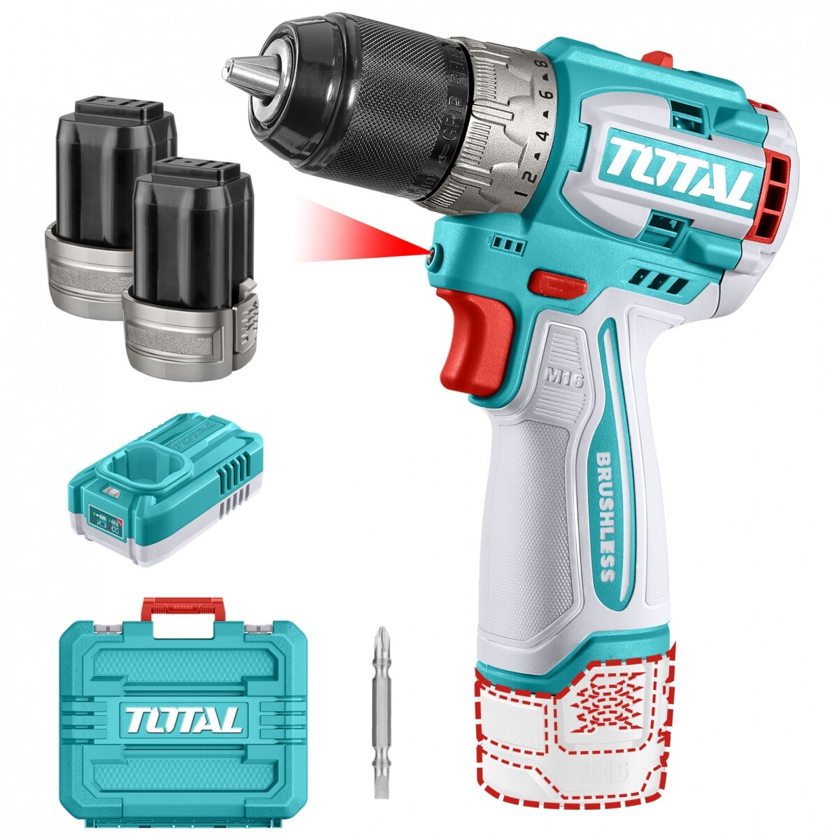Atornillador Inalámbrico 16v - Doble Batería Y Maletín - Sin Carbones 
