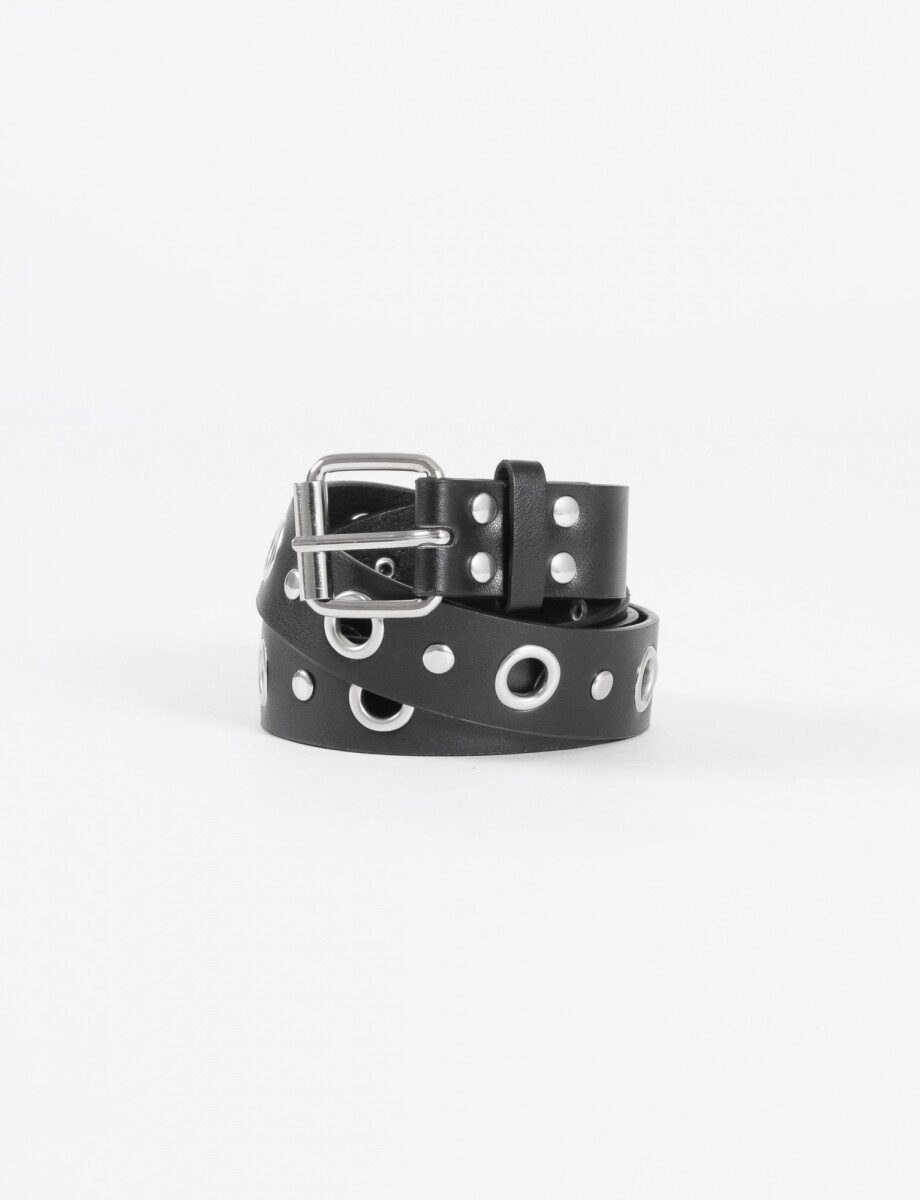 Cinturón ojalillos y tachas - negro 