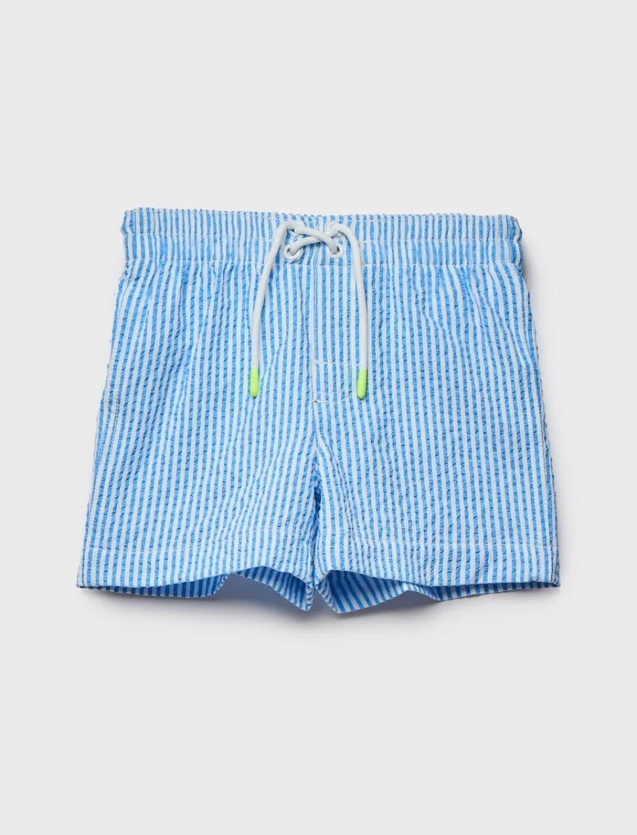 Short De Baño Estampado Toddler Niño - Blue Seersucker 