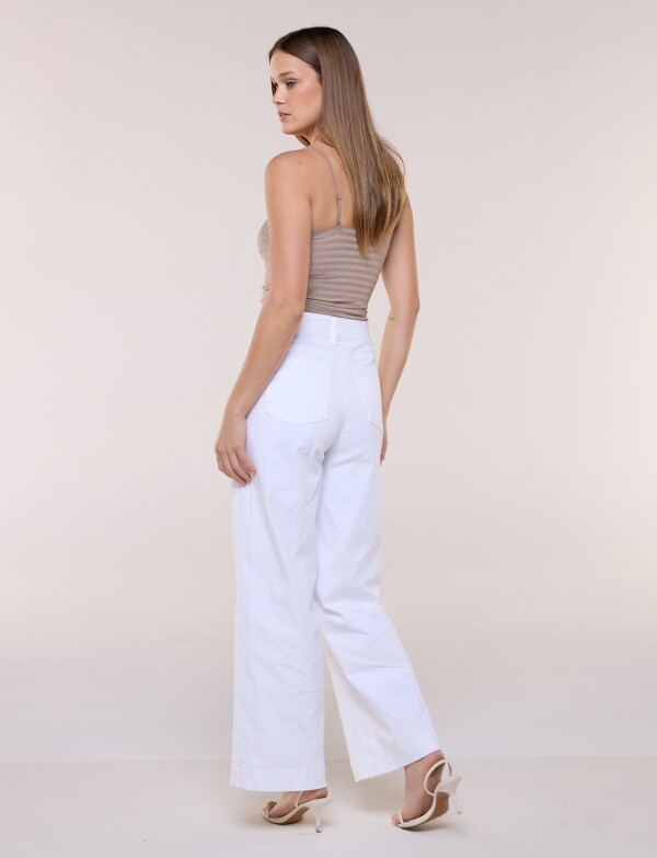 Jean Wide Leg Con Detalle Botones BLANCO
