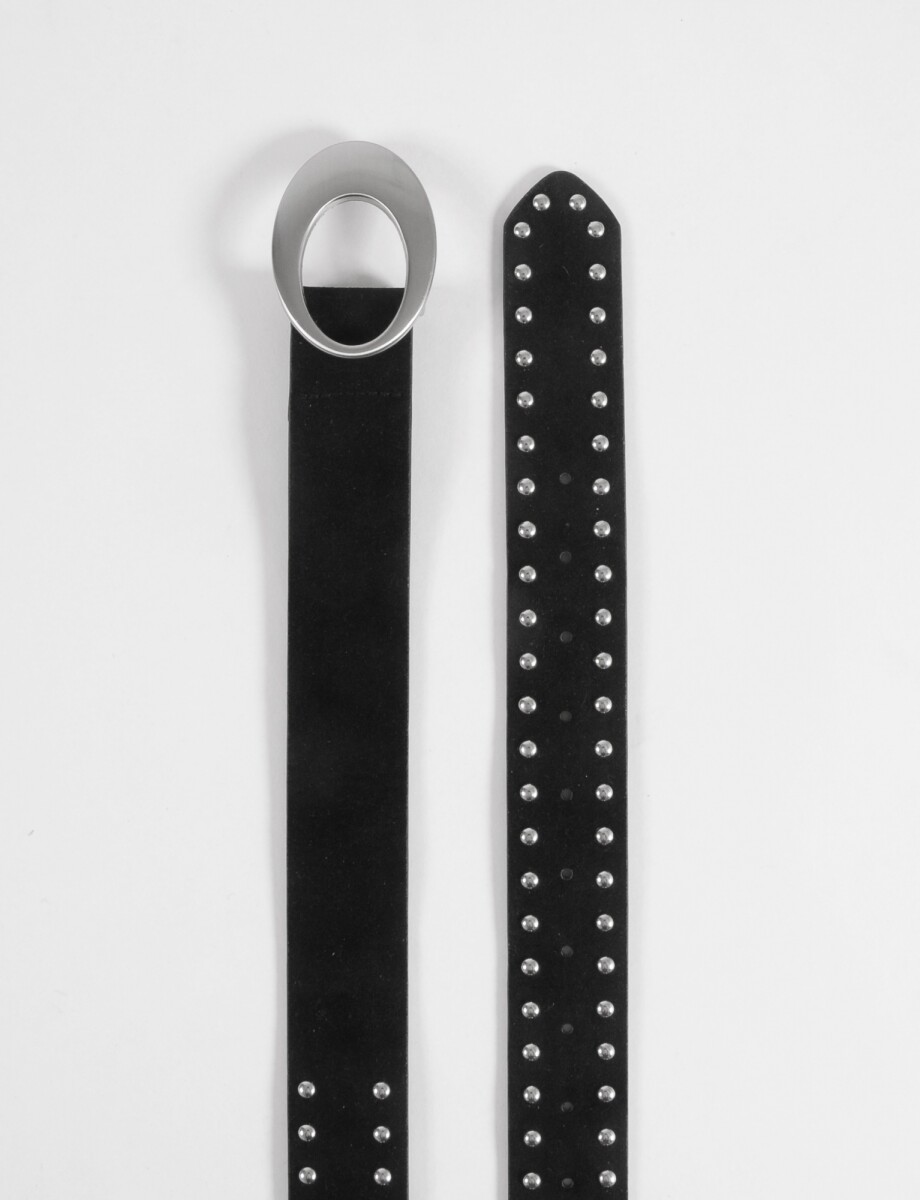 Cinturón tachas y hebilla ovalada - negro 