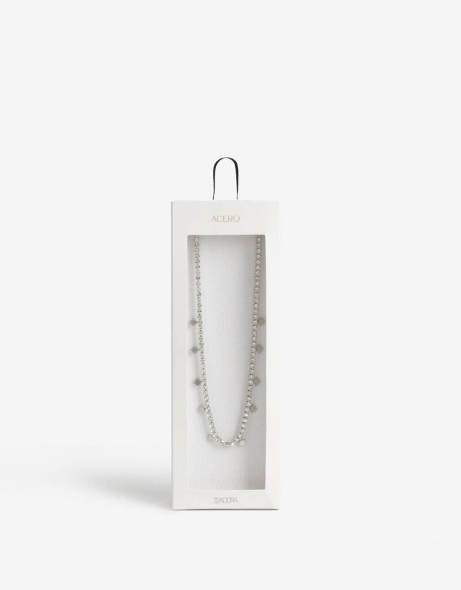 Collar Tennis De Acero Con Cubic - Plateado 