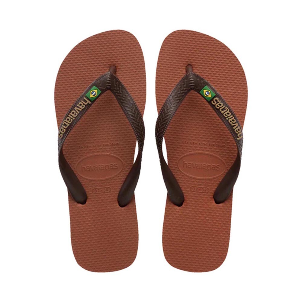 Sandalias Havaianas Brasil Logo Hombre Naranja Oscuro/Cafe