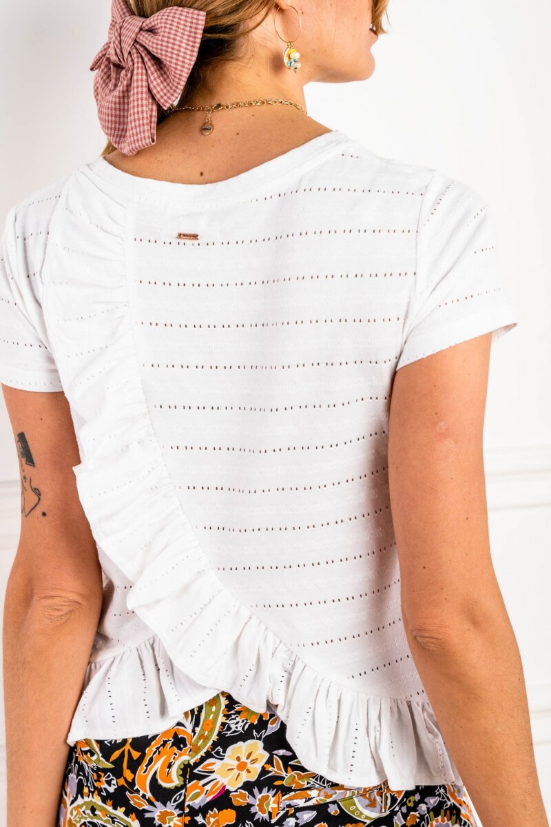 Remera Texturada Volados Blanco