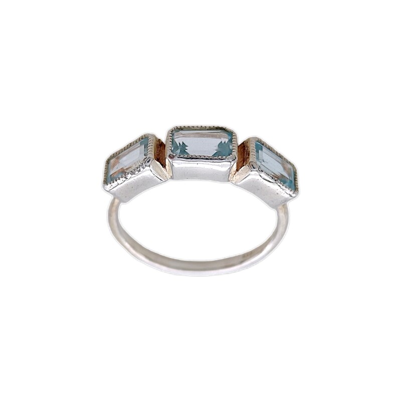 Anillo Trilogy-Plata rodinada-Piedra Topacio azul-AN2013 conpiedra