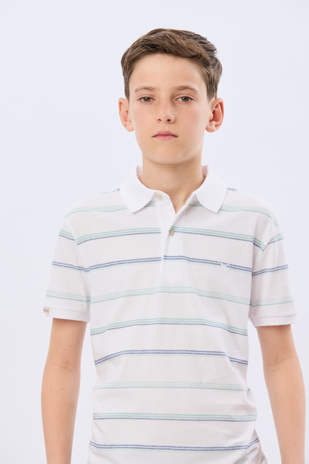 REMERA POLO RAYADA DE ALGODÓN Blanco