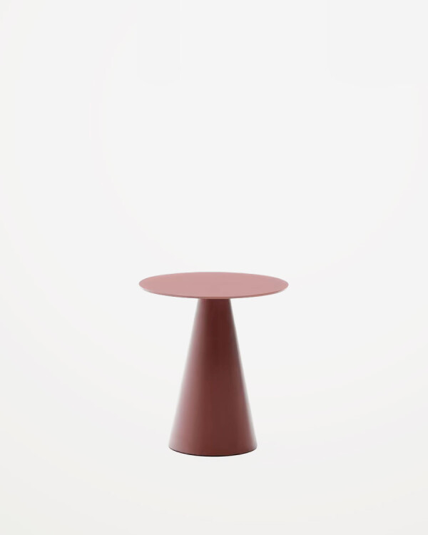 Mesa auxiliar Wilshire cristal templado glaseado y acero acabado pintado terracota mate Ø50cm