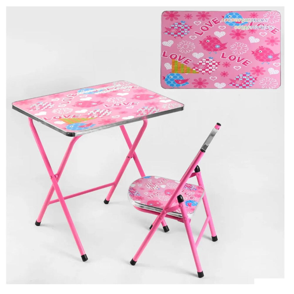 Escritorio Infantil Con Silla Plegable Rosa