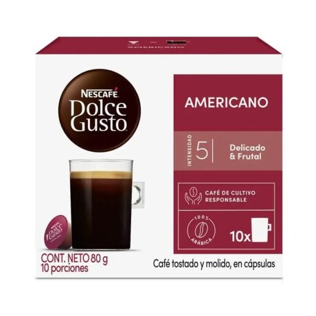 Caja de 10 Cápsulas Nescafé Dolce Gusto Americano 001