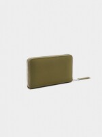 Cartera De Textura Suave Con Cierre De Cremallera M verde