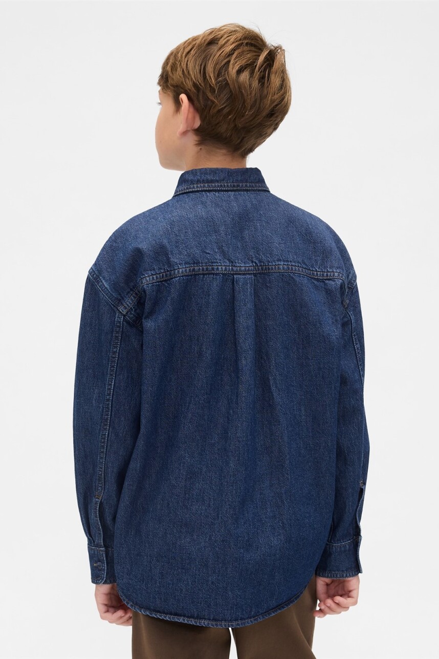 Camisa De Jean Niño Dark Wash