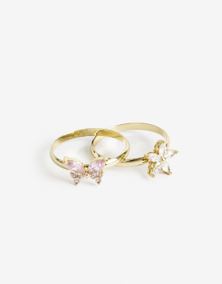 Sets Anillos Cubic zirconia Set De Anillos Bichitos Cubic - Dorado