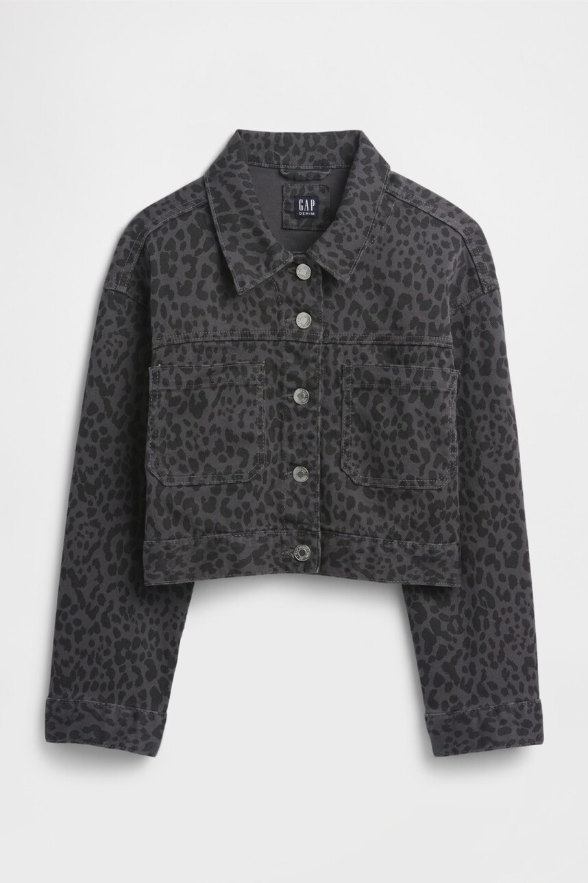 Campera De Jean Niña Black Leopard