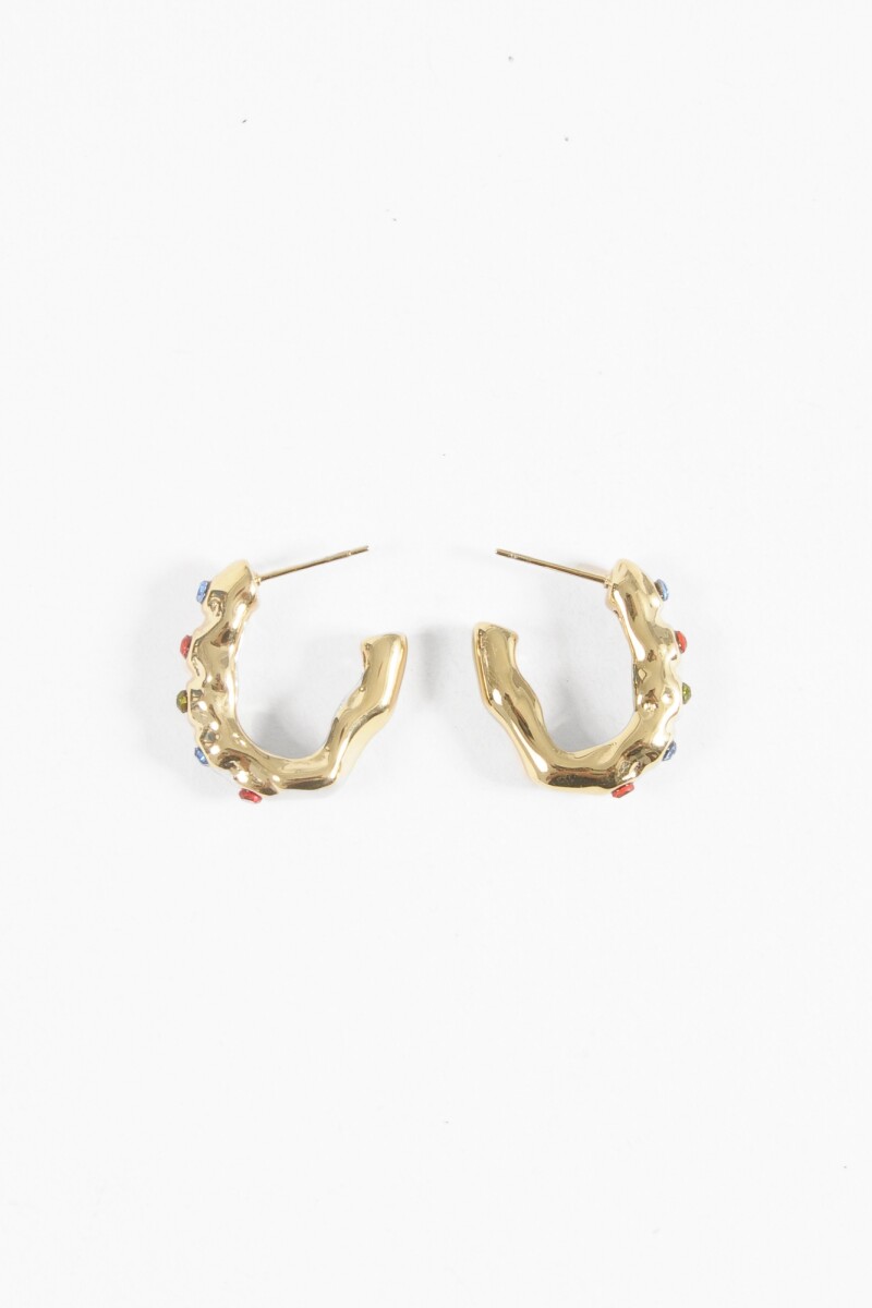 Aros acero irregular con strass dorado