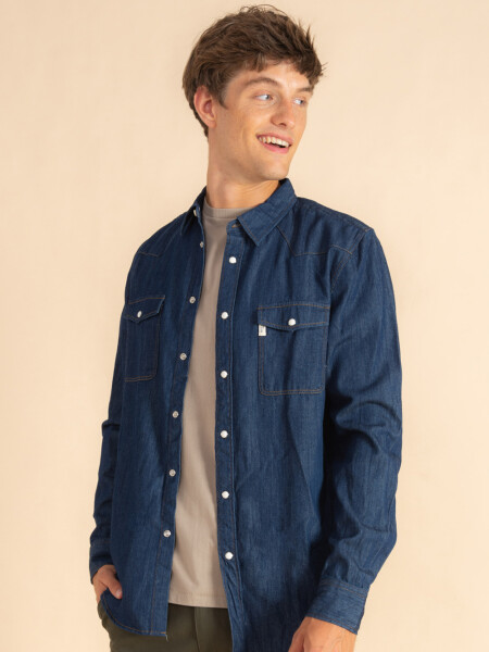 Camisa de jean Azul
