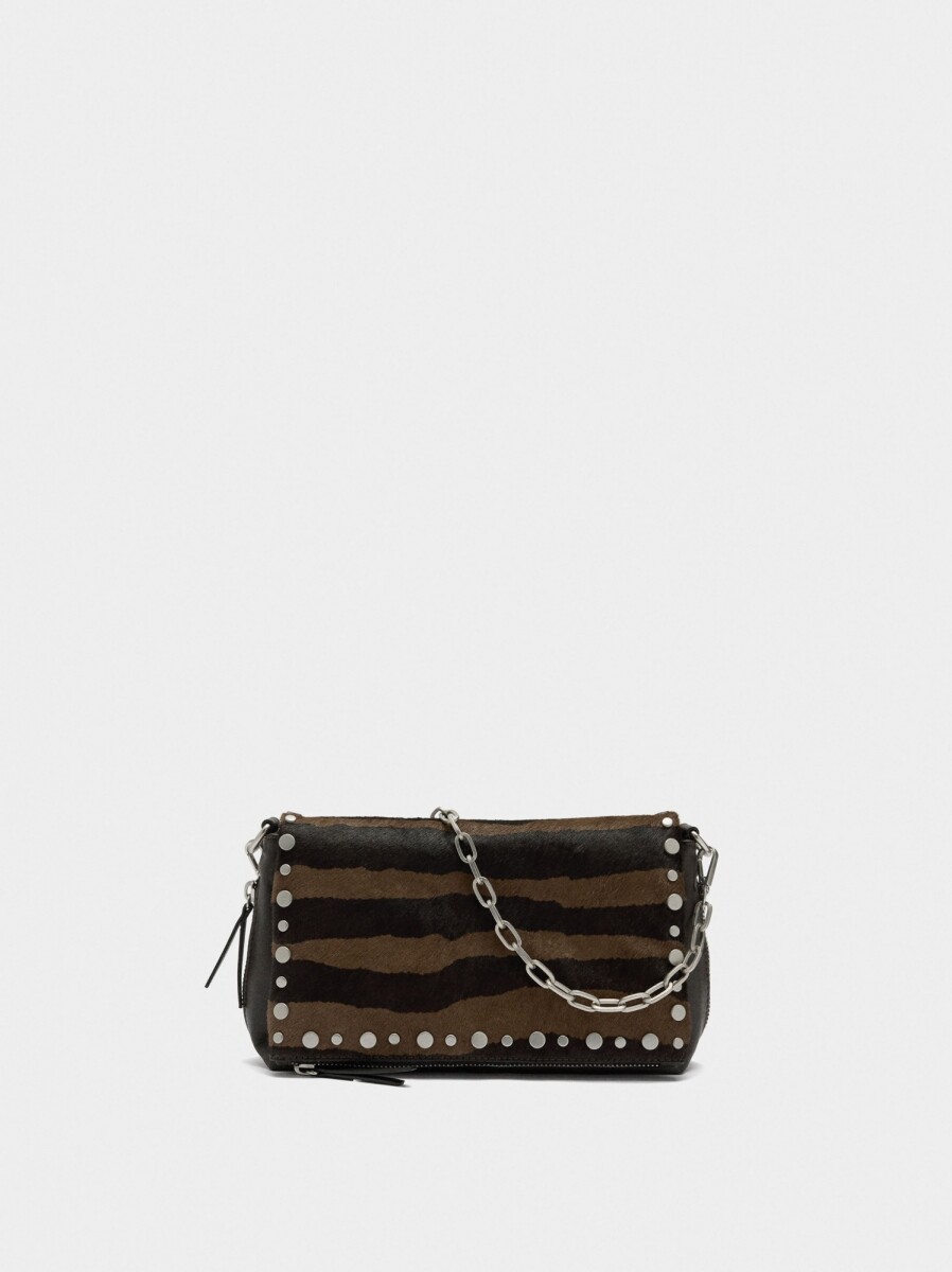 Bolso De Hombro Detalles De Piel Y Tachuelas - marron 