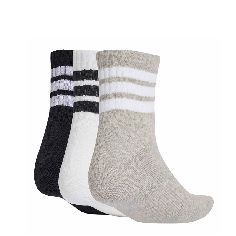 Medias Unisex Adidas 3S Ess C Mid 3P Negro - Blanco - Gris