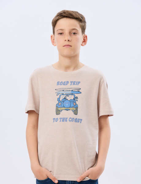 REMERA ESTAMPADA DE ALGODÓN Beige
