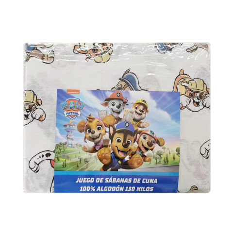 Juego Sábanas para Cuna 130 Hilos 100% Algodón Paw Patrol