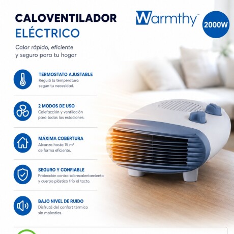 Caloventilador 2000w Bajo Consumo Termostato Warmthy Blanco