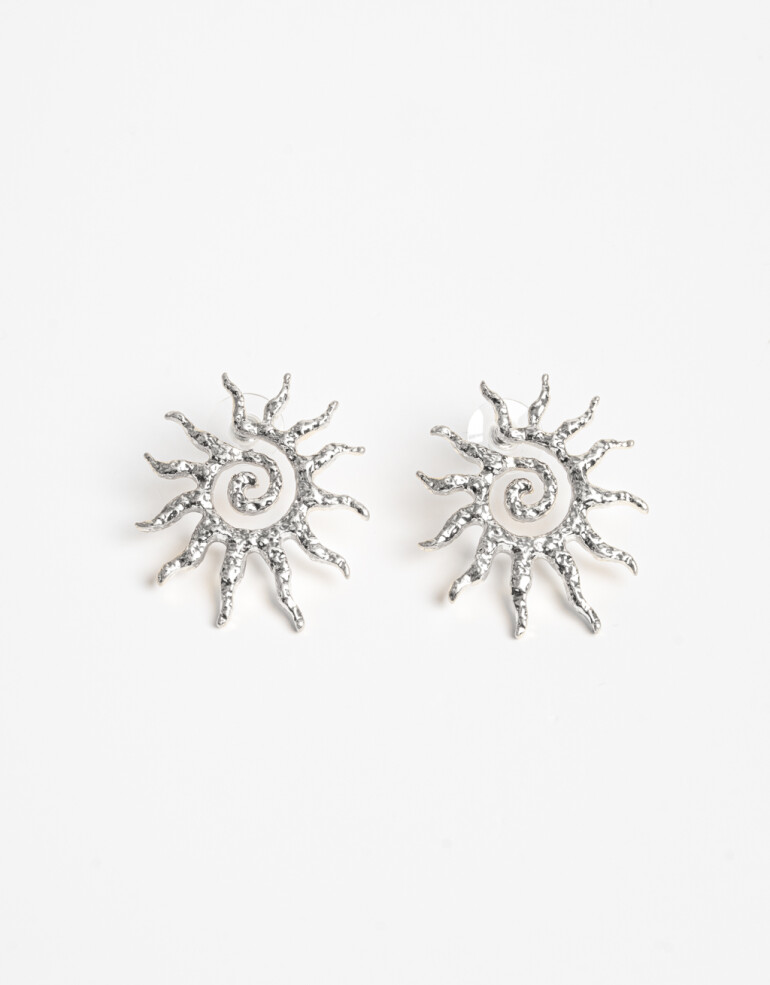 Aros Pasantes Metal Aros Maxi Pasantes Sol - Plateado Plata Mate